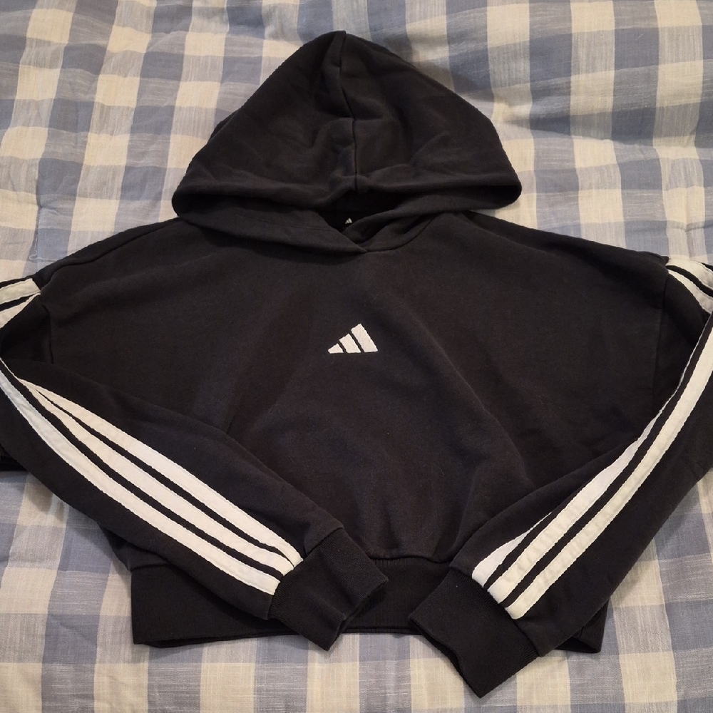 adidas Cropped Black Hoodie